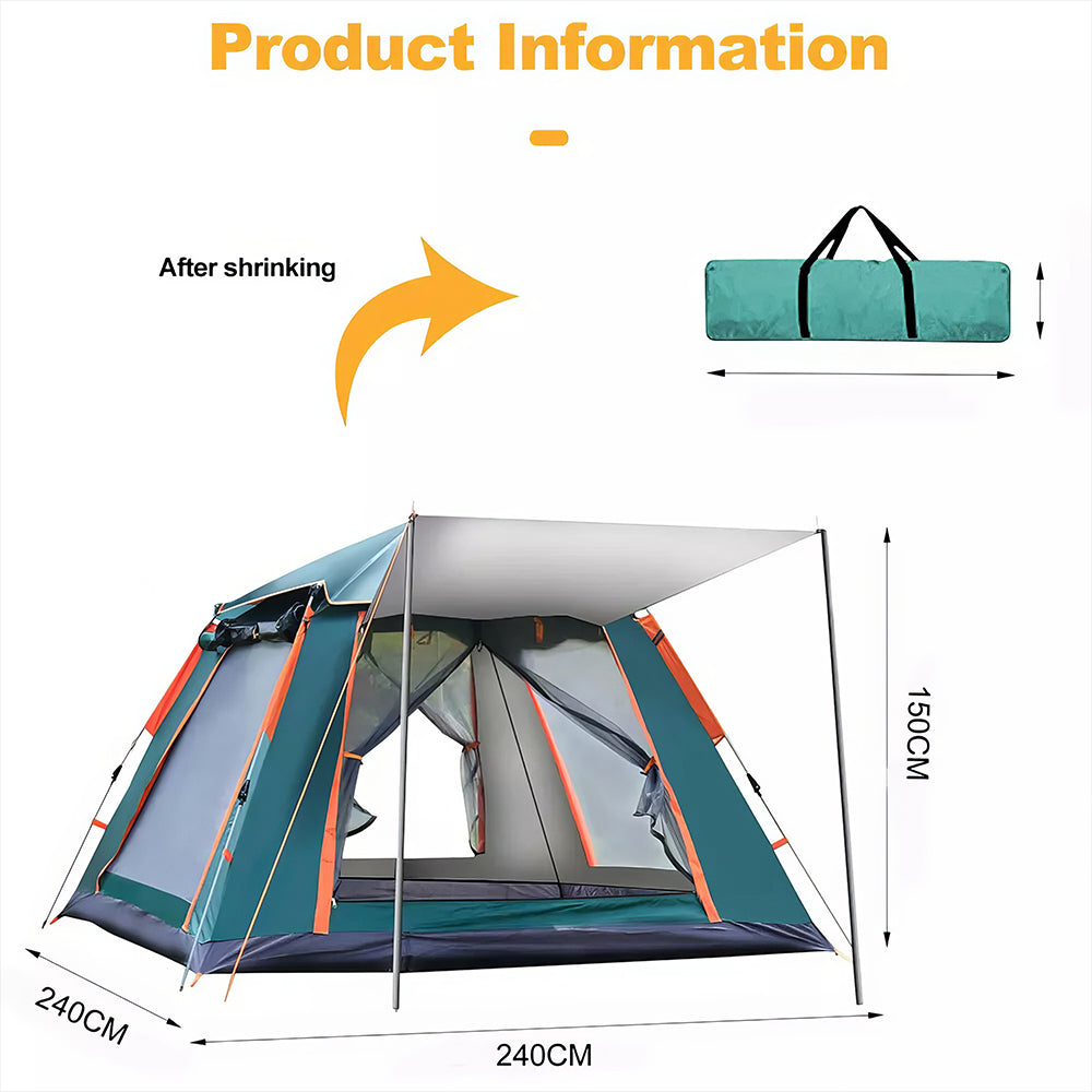 4-Person Pop-Up Camping Tent - Waterproof & Windproof