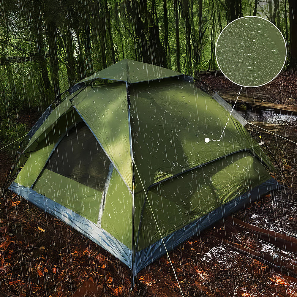 4 Person Pop Up Camping Tent, Waterproof & Windproof with Footprint