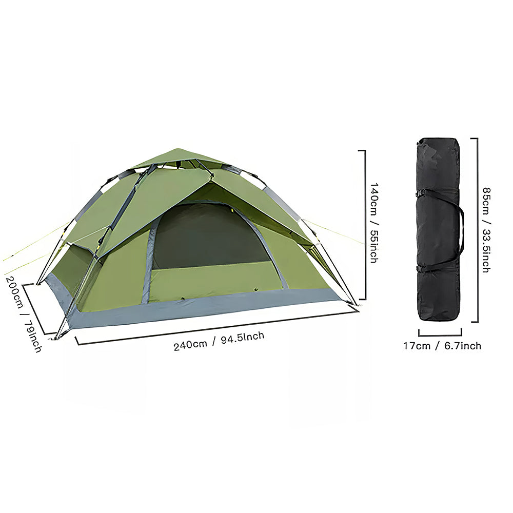 4 Person Pop Up Camping Tent, Waterproof & Windproof with Footprint