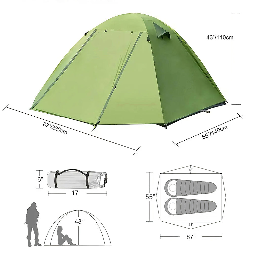 2-Person Backpacking Tent Waterproof Double Layer Instant Setup