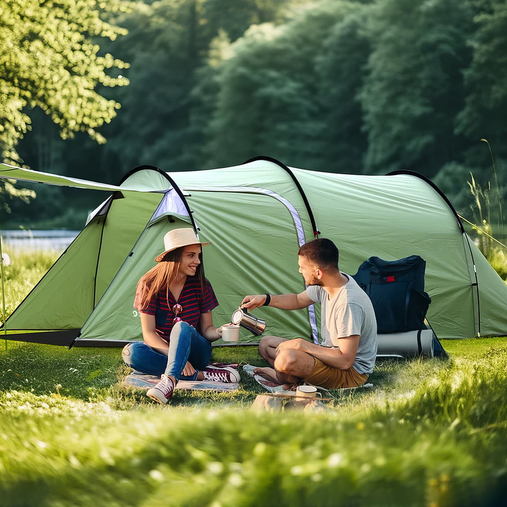 4-Person Tunnel Camping Tent with Screened Porch